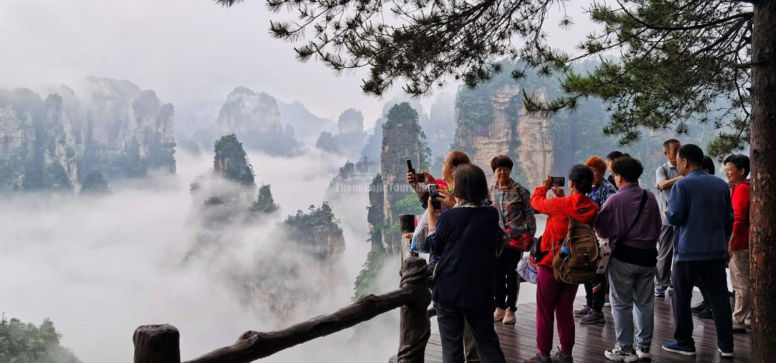 Misty fog covering the peaks in Zhangjiajie National Park