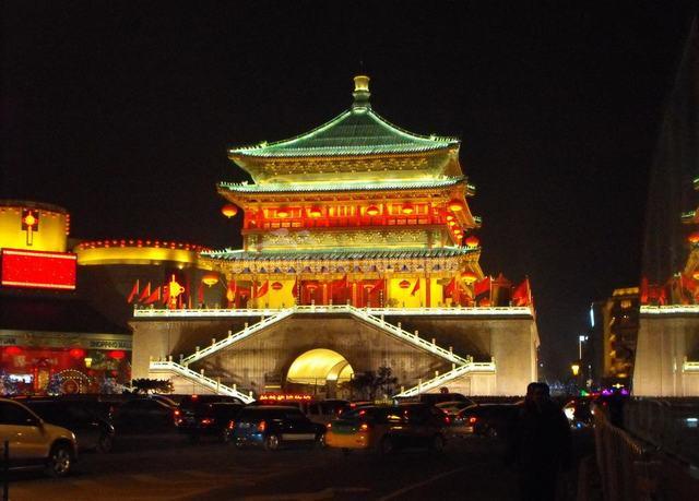 Bell Tower Attractive Night Scene Xian