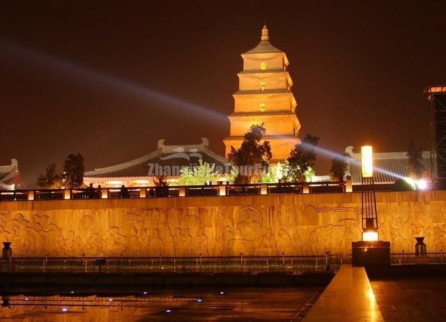 Big Goose Pagoda Beautiful Night View Xian China