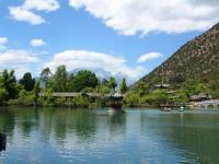 Black Dragon Pool Park Pavilion and Small Boat Lijiang Yunnan