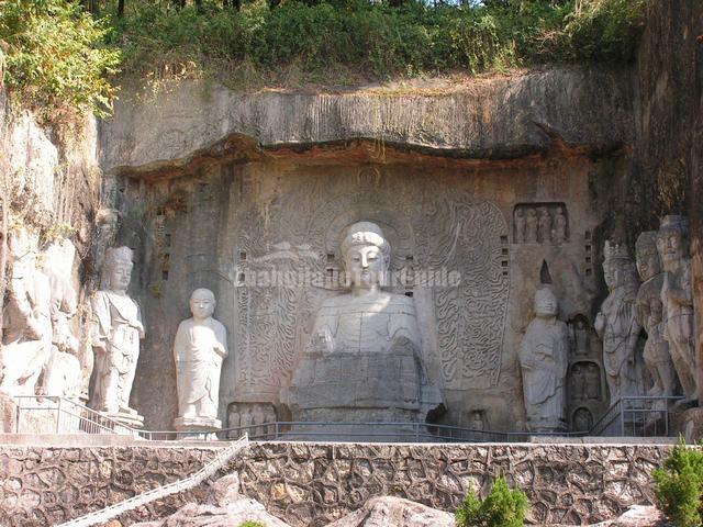 Chinese Folk Culture Village Beautiful Figure of Buddha Stone Sculpture