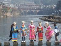 Girls in Traditional Miao Costume in Fenghuang Old Town