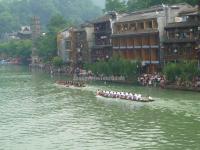 Dragon Boat Racing in Tuor River During Dragon Boat Festival