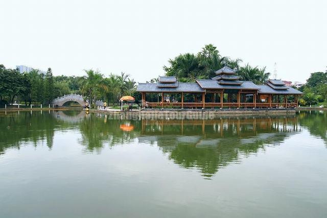 Golden Camellia Park Beautiful Lake and Building Nanning