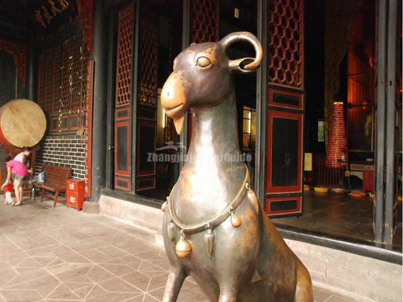 The Green (Bronze) Ram Statue in Chengdu Green Ram Temple