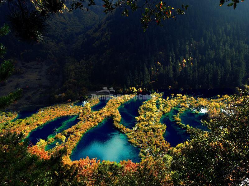 The Beautiful Lakes in Jiuzhaigou Valley 