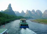 Li River Ships and Beautiful Mountains Guilin 