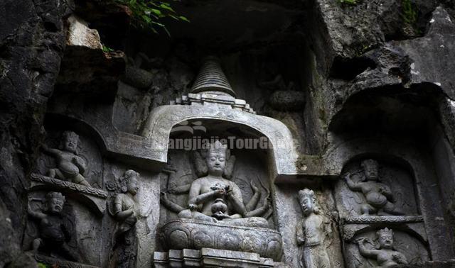 Lingyin Temple Beautiful Figure of Buddha Carved Stone Hangzhou