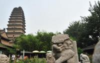 Xian Small Goose Pagoda and Stone Lion