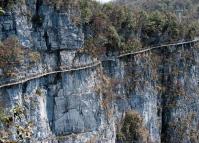 A Plank Road Built along A Cliff in Tianmen Mountains