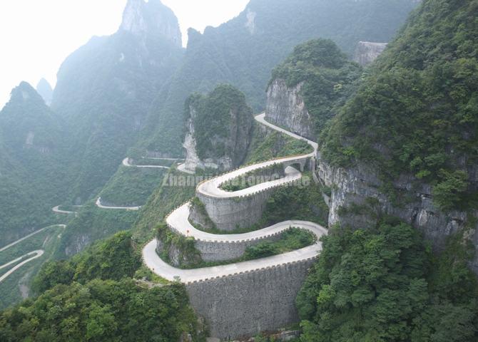 Winding Road in Tianmen Mountain Scenic Area
