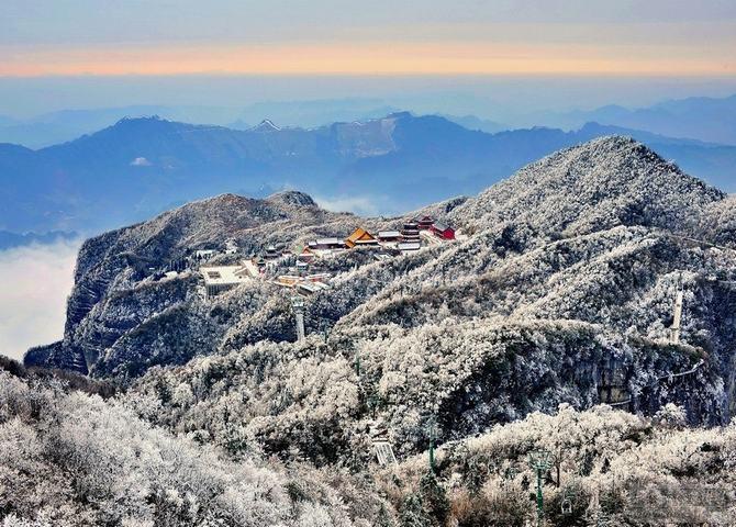 Tianmen Mountain Temple in Snow