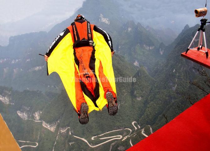 Wingsuit Show in Tianmen Mountain