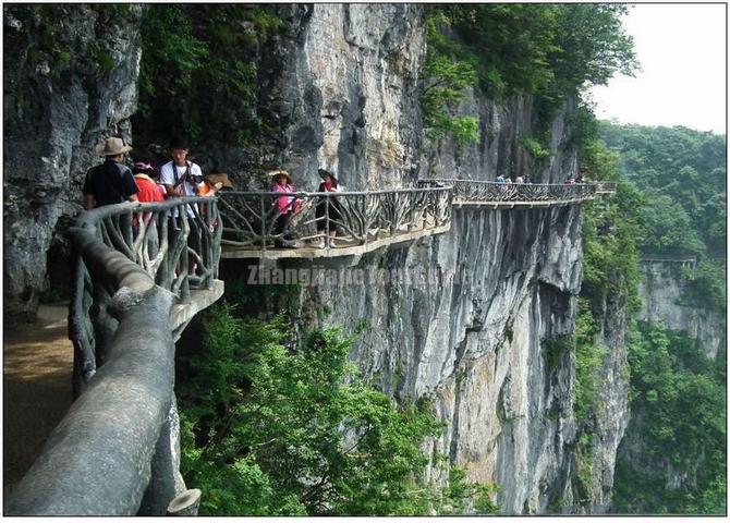 Plank Road Along High Cliff Mount Tianmen China