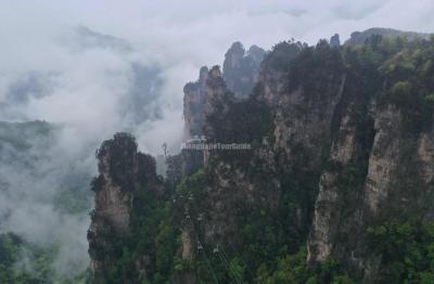 Tianzi Mountain in the fog