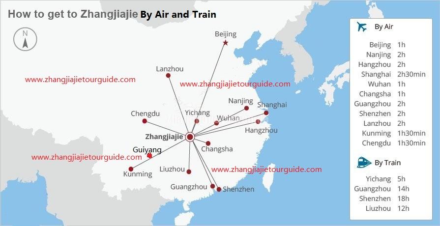 Transportation to Zhangjiajie Map