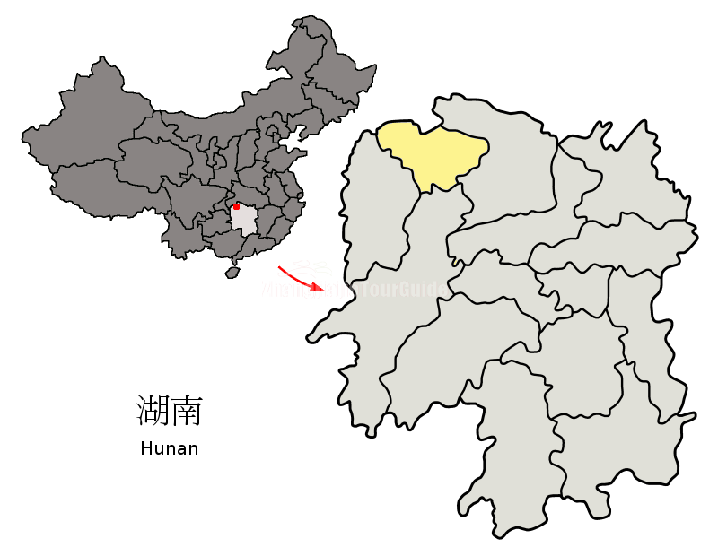 Zhangjiajie in Hunan Province Map