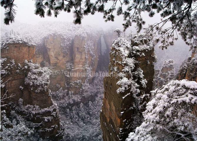 Avatar Mountains in Zhangjiajie National Park Winter