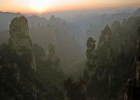 Sunrise Over the Sandstone Peaks in Zhangjiajie China